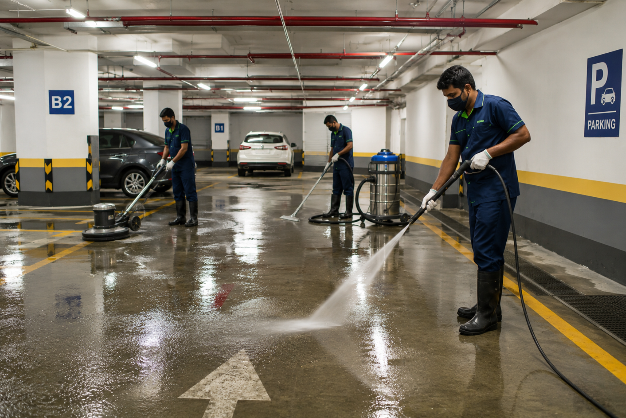 Parking Cleaning with Jet Machine in Pune